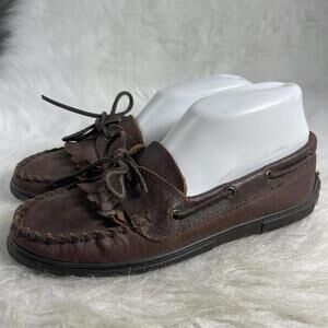 Minnetonka Classic Moosehide Loafer Brown leather size 8